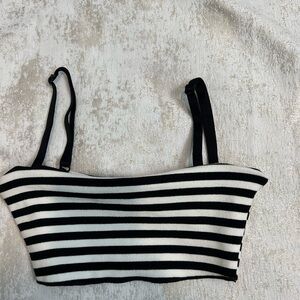 Zara Black and White Striped Crop Top